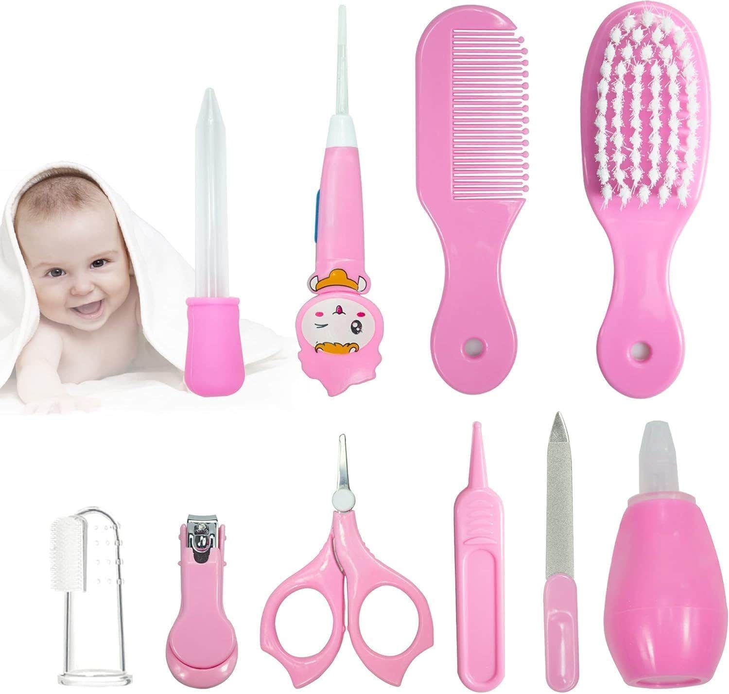 QSHOP 10-Piece Baby Care Kit - Pink, Newborn Health Supplies
