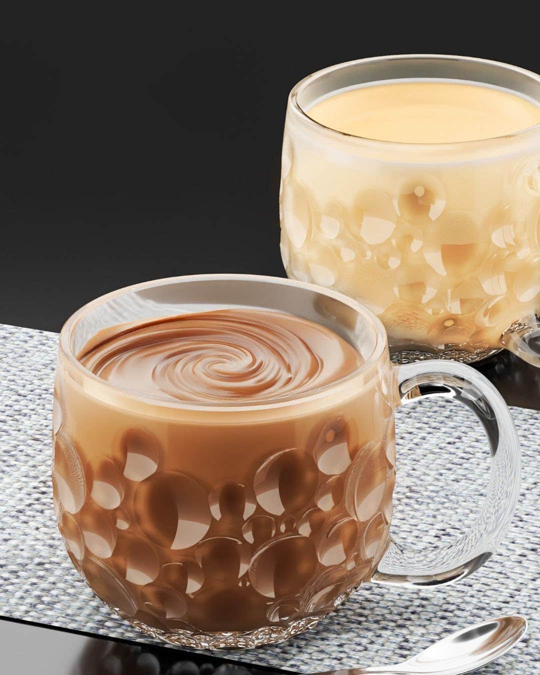Elegant Glass Cup Set | 3 Large Cups with Bubbles, Outer Wall Only | Perfect for Tea, Cappuccino, Nescafe, Latte | Clear and Elegant 310ml