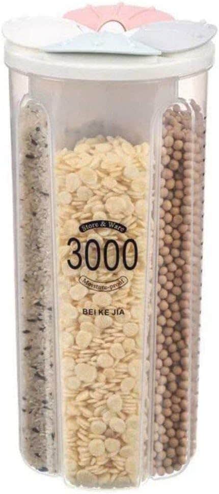 BPA-Free White Plastic Sealed Bean Container, 3000ml Rice & Grain Storage Jar