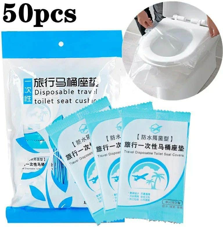 Disposable Non-Woven Travel Toilet Seat Covers - Pack of 50 (Flushable)