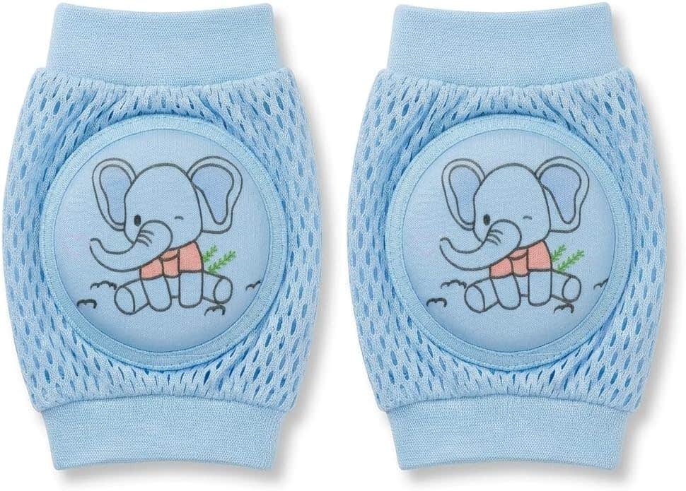 Catch Up Baby Knee Pads for Crawling - Soft Foam, Anti-Slip Design - Blue, Stretchy & Cute Cartoon - Boys/Girls 0-4 yrs