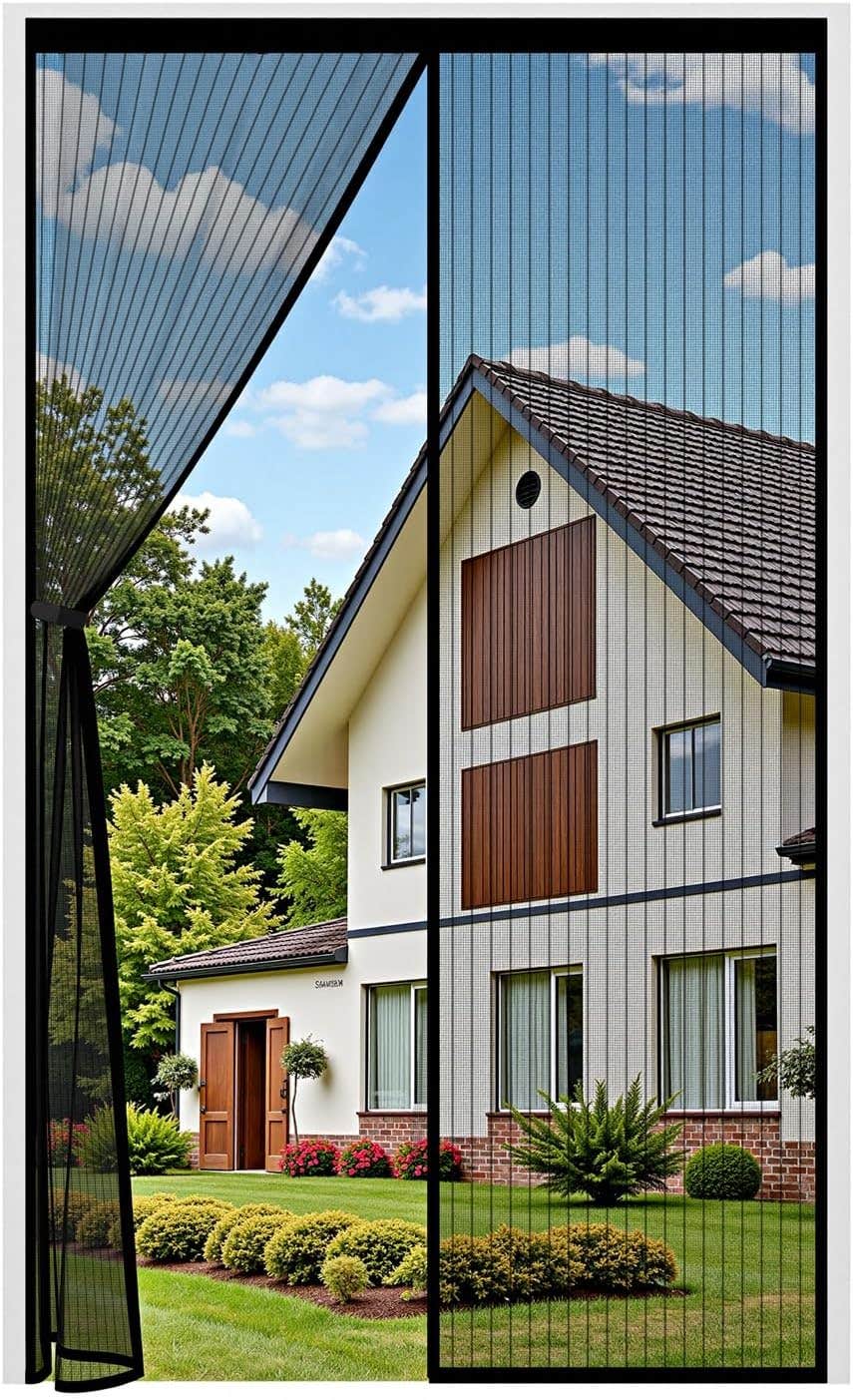 Auxmir Magnetic Fly Screen Door 80x210 cm Black Polyester - Easy Installation and Durable