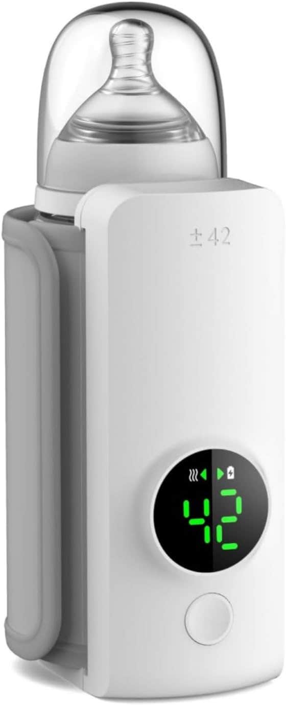 Portable Bottle Warmer for Travel, Travel Bottle Warmer, Fast Heating (13-24 Minutes), Rechargeable Milk Warmer, Accurate Temperature Control, Up to 55 degrees Celsius