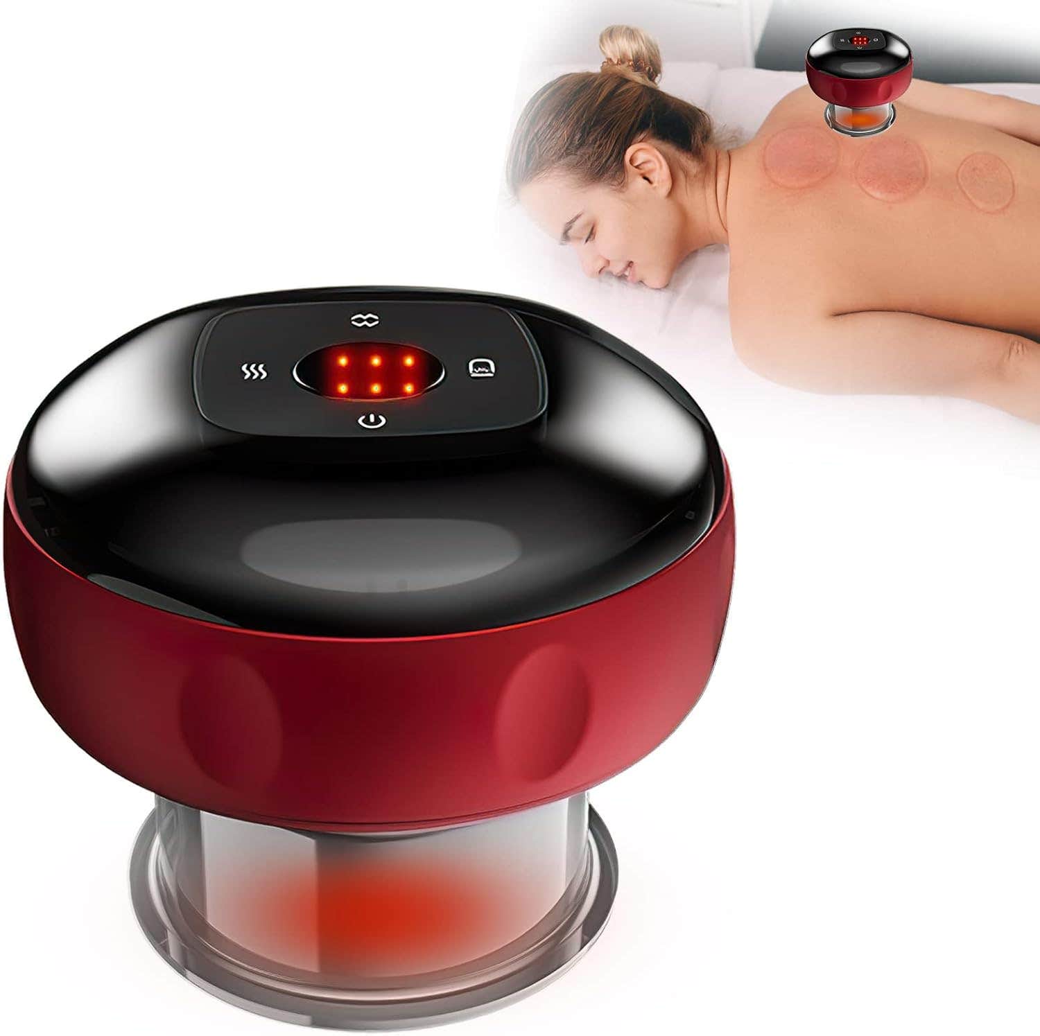 zerotop Electric Cupping Set - Red Light Therapy Vacuum Massager (Red)