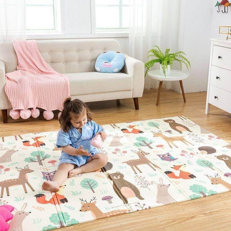 Generic Large Play Mat - Foldable Baby Mat - Soft Double Sided Thick Foam - Size 180 x 150cm - Multicolored