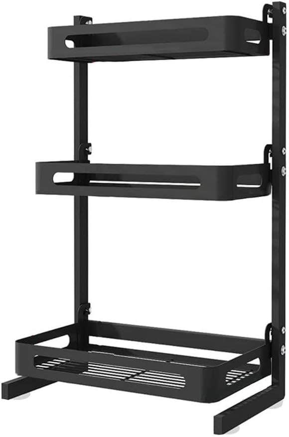Black Freestanding Spice Rack with 3 Shelves - Modern Design