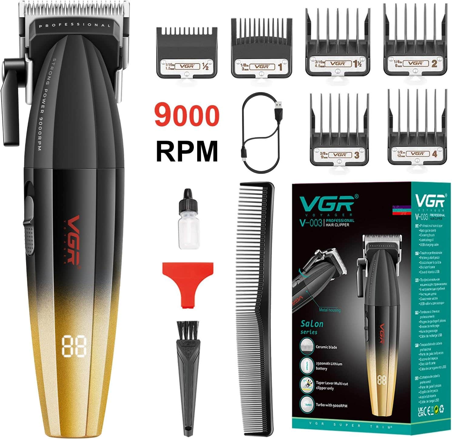 VGR 003 Fresh Fade Hair Clipper - Cord/Cordless Rechargeable Trimmer