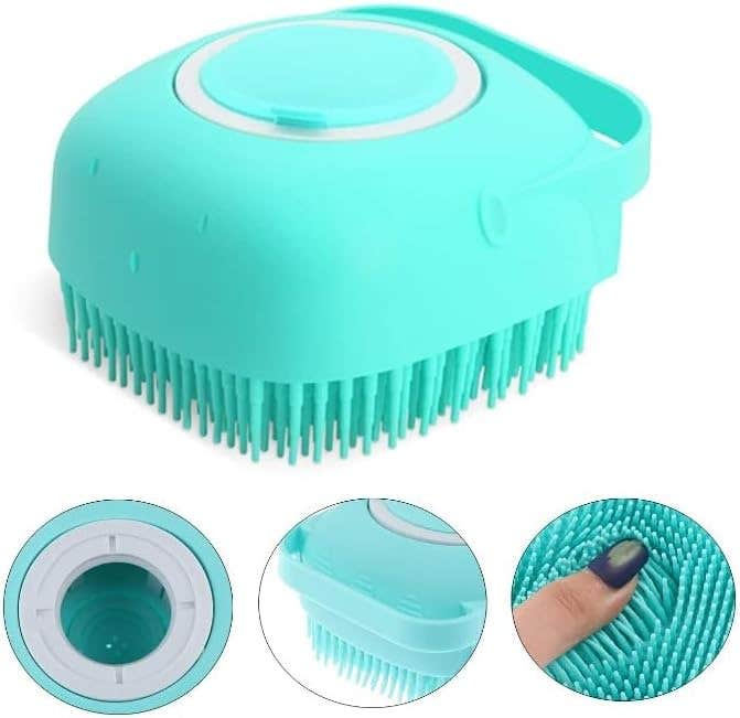 Silicone Bath Loofah with Reservoir and Massage Brush - Exfoliating Shower Tool