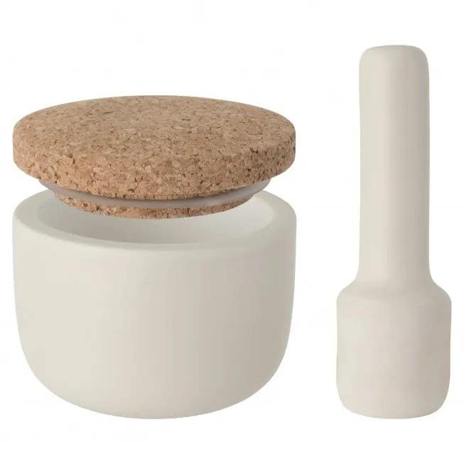 Berghoff Covered Mortar & Pestle Set - Porcelain with Bamboo Lid - 11cm