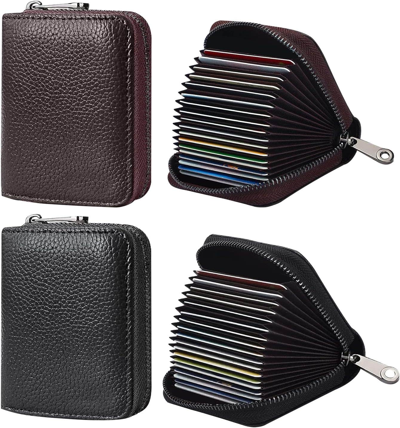 GVFYY RFID Blocking Men's Credit Card Wallet - 20 Slot Holder (Black + Coffee)