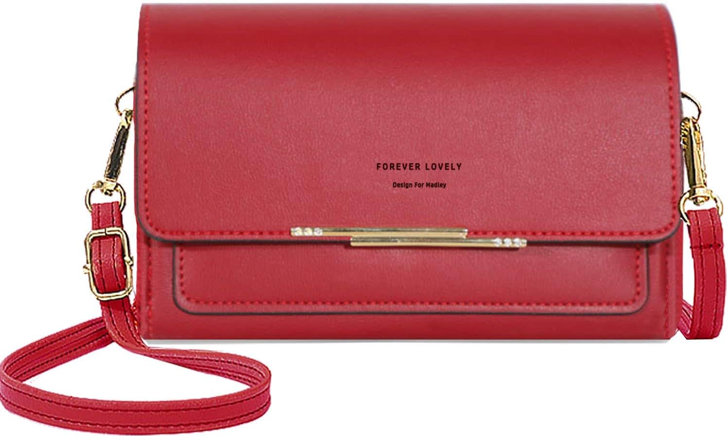ANGYBEFUN Red Wine Large Women's Crossbody Wallet Purse