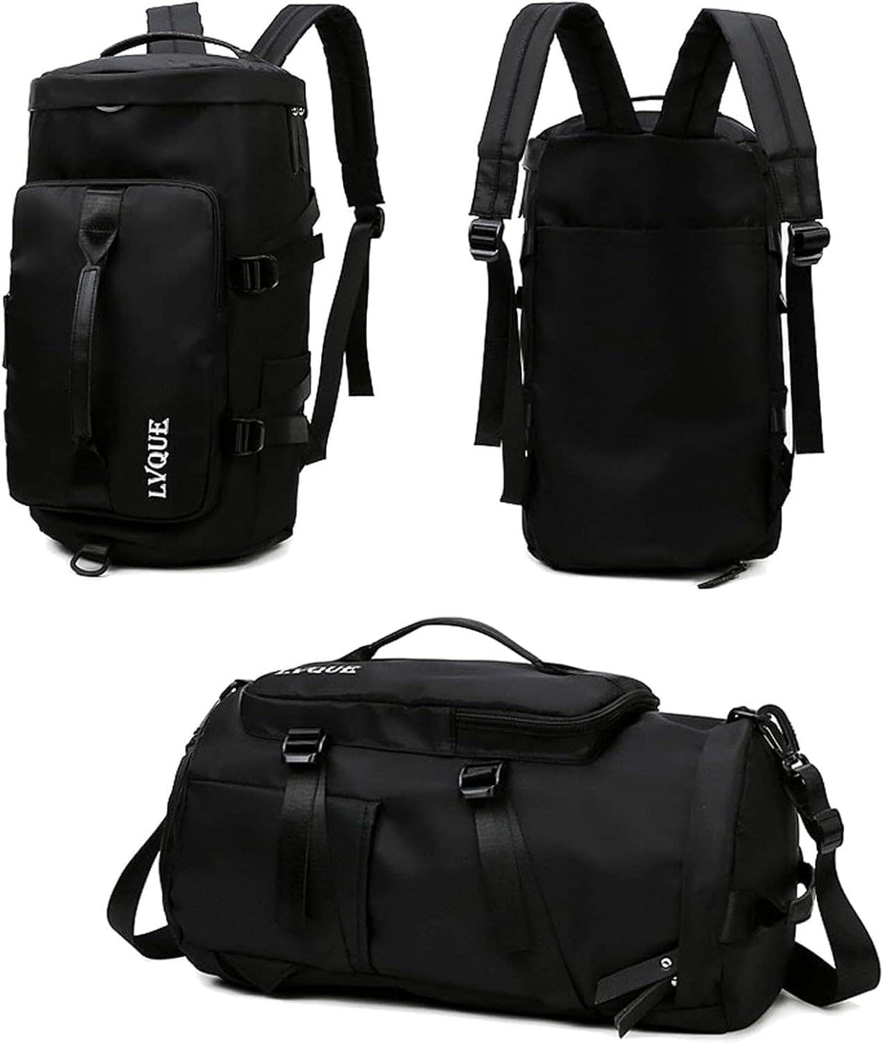 Large Capacity Waterproof Gym Duffle Bag for Men and Women - Black