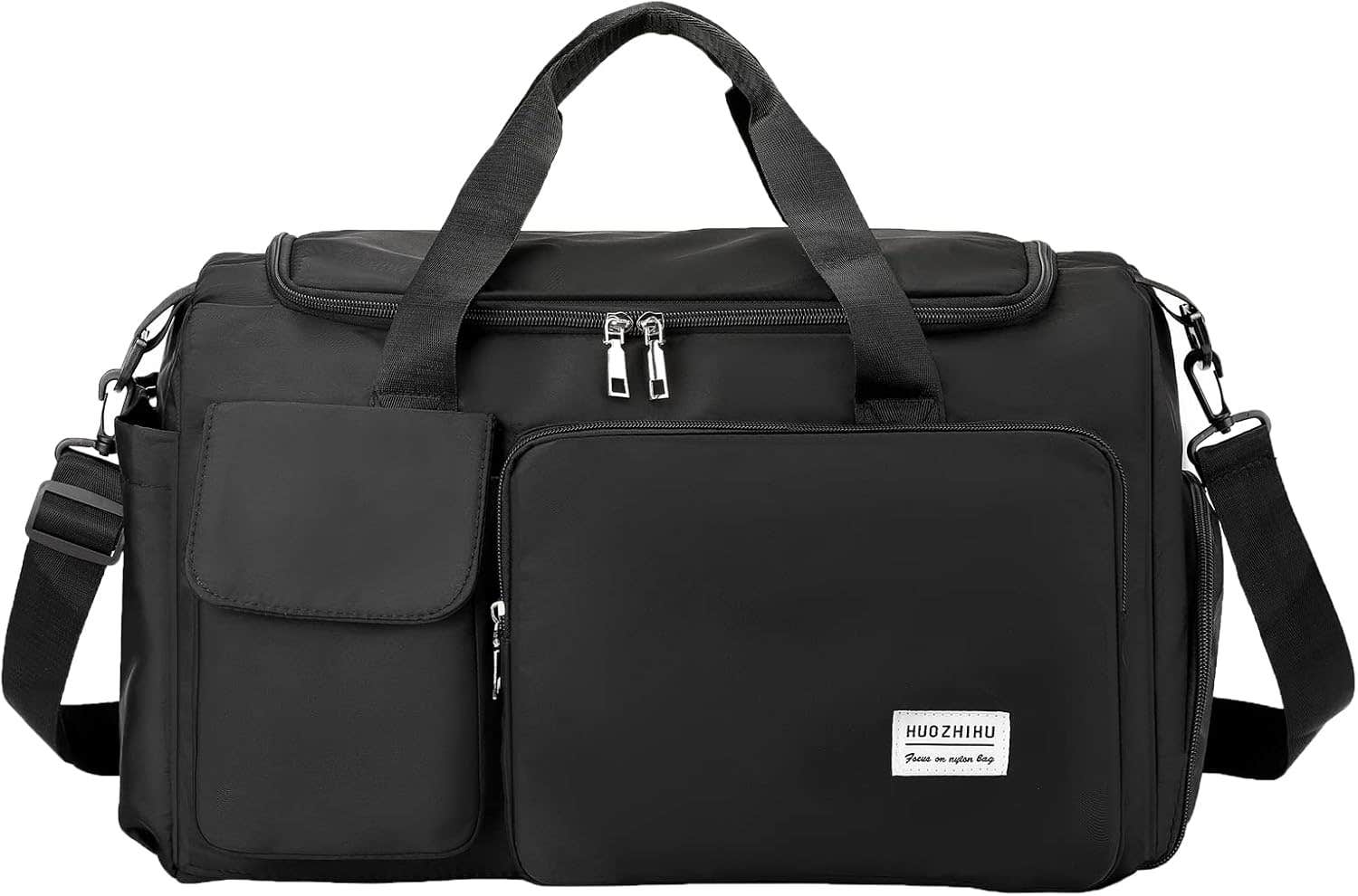 ZHIERNA Travel Duffle Bag for Women with Wet Pocket, Shoes Compartment - Black