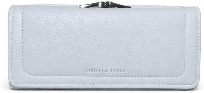 Premium Leather Women's Snap Wallet, Blue - Multiple Compartments & Secure Closure