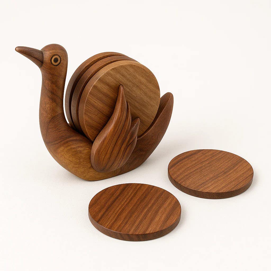 Bird-Shaped Wooden Tea Coasters Set - Home Decor Drinkware Accessories