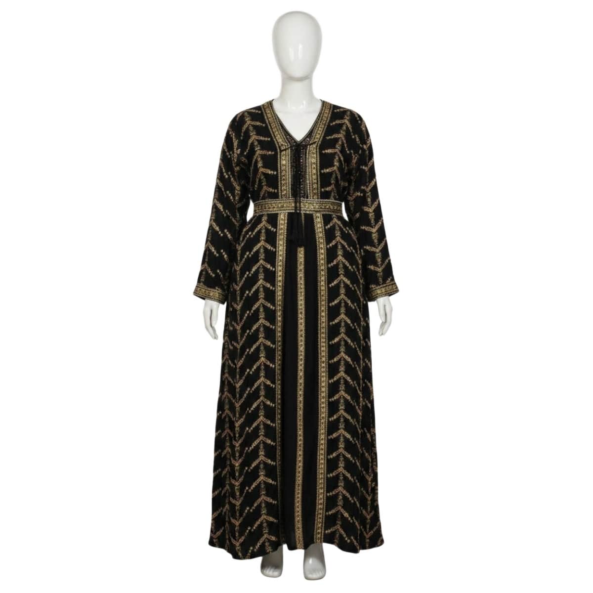 Women's Reception Abaya - Gamal Sons, Chiffon, One Size, Model 540, 3 Pieces - Black