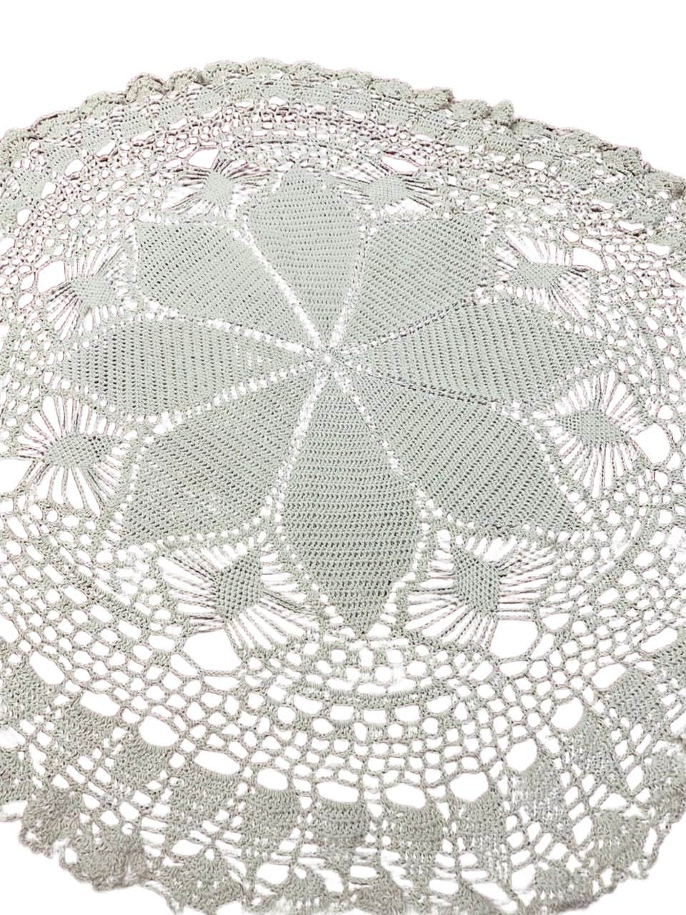 Handmade Round Crochet Table Runner, Natural Cotton Yarn, Light Beige, 150x150cm