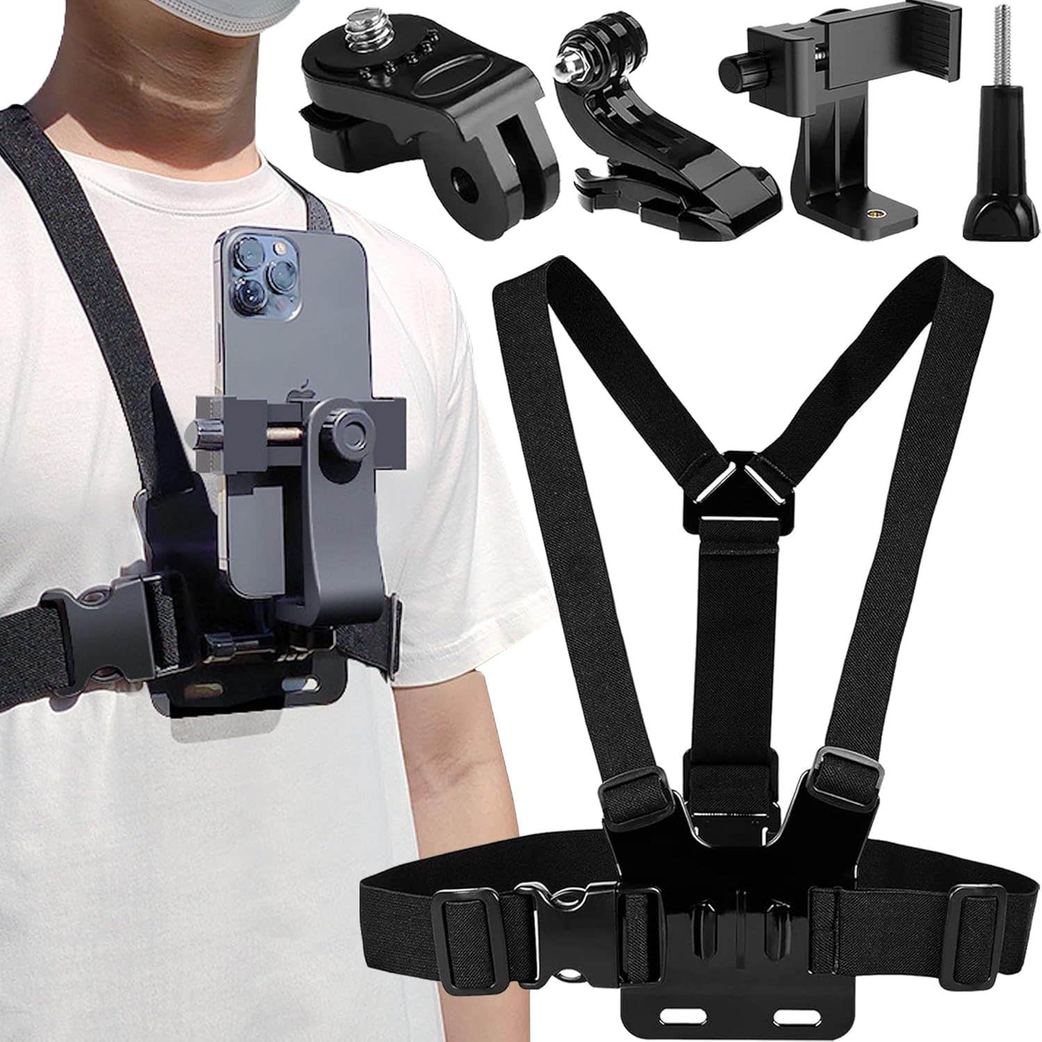 SUQ Adjustable Mobile Phone Chest Mount Harness Strap - Chest Strap