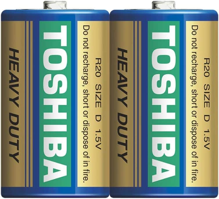 Toshiba D Heavy Duty Zinc Carbon Batteries - 2-Pack, 1.5V