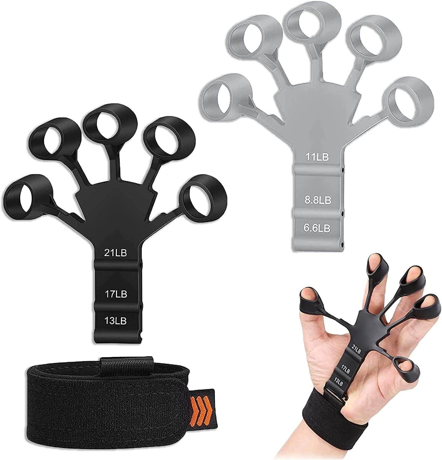 JANGOU Grippy Boy Hand Grip Set - Finger Strengthener & Resistance Band Kit