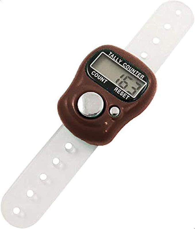 Brown Mini Digital Tasbih Ring LCD Counter - Electronic Finger Ring Counter