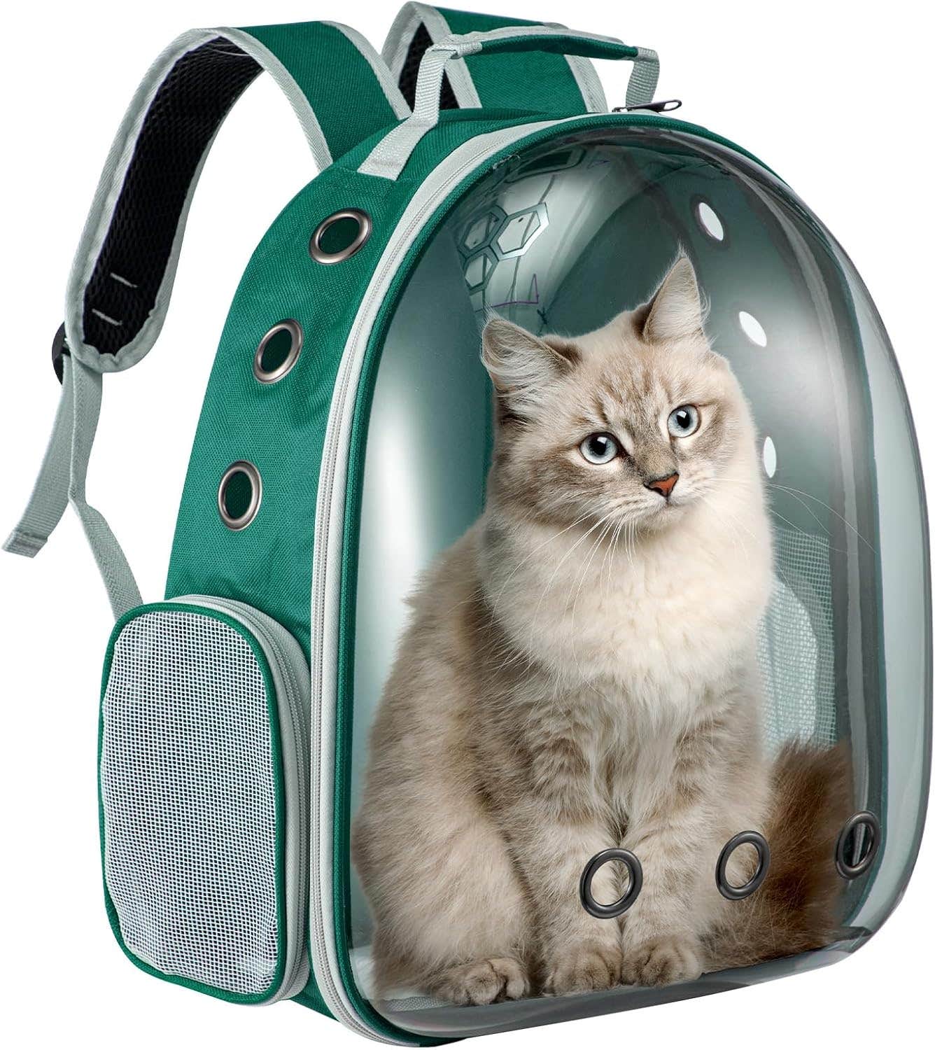 LN COZY CORNER Transparent Bubble Cat Backpack – Green, Space Capsule Pet Carrier