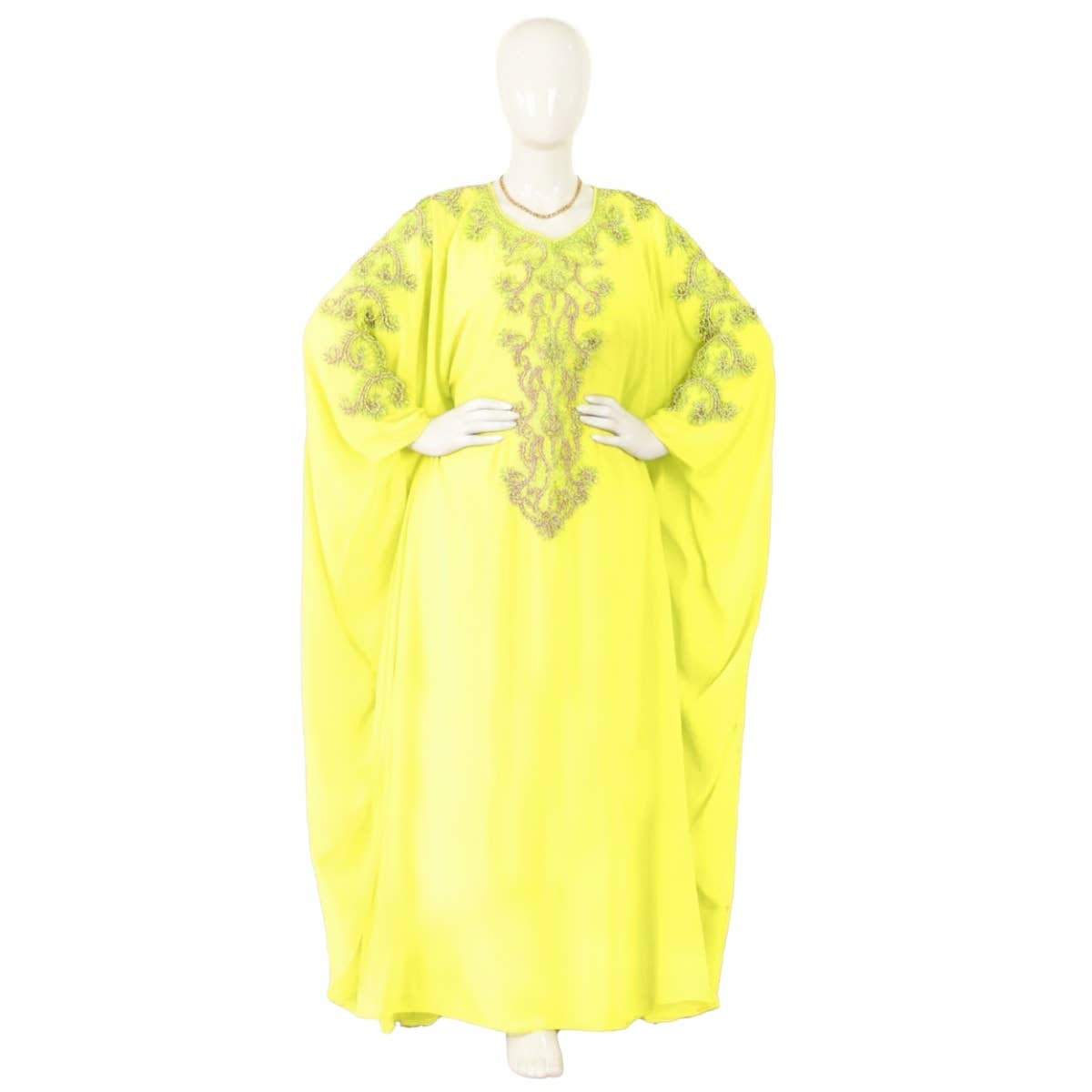 Women's Reception Abaya - Gamal Sons, Chiffon, Model 536, 2 Pieces - Yellow
