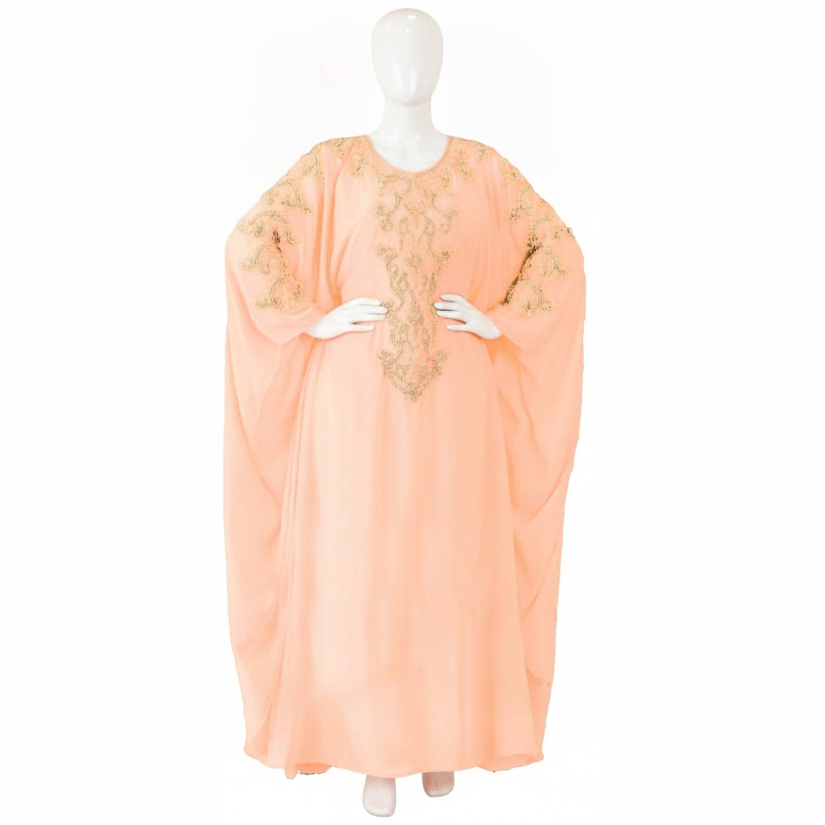 Women's Reception Abaya - Gamal Sons, Chiffon, Model 536, 2 Pieces - Salmon