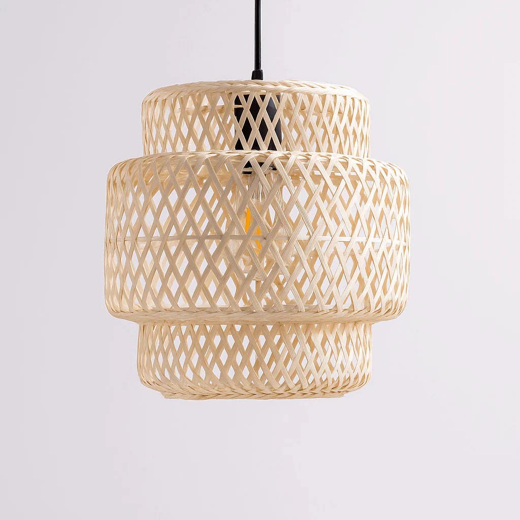 Bohemian Rattan Glow Pendant Light | 35cm Diameter | Natural Weave