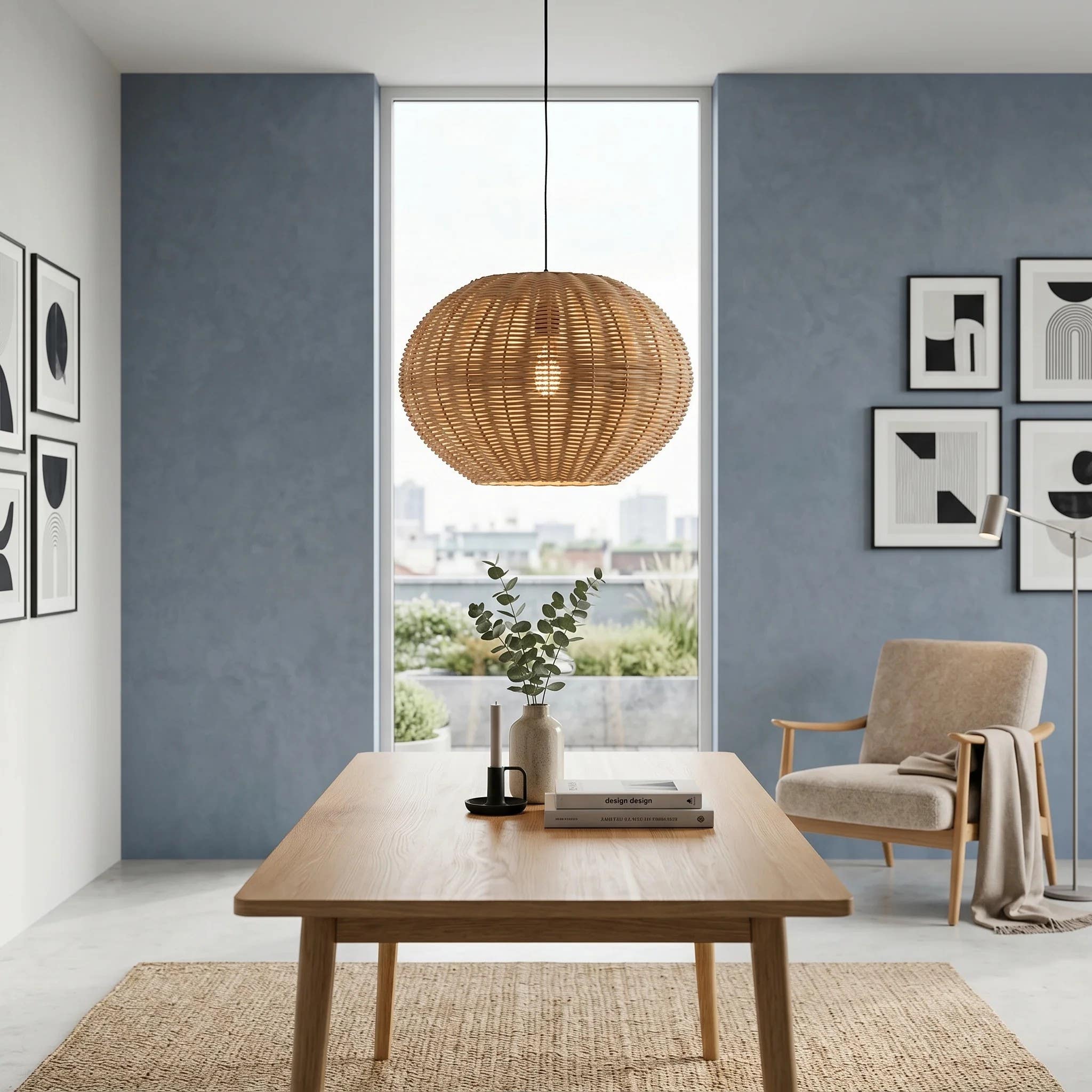 Handwoven Rattan Natural Glow Sphere | 40cm Wall Lamp