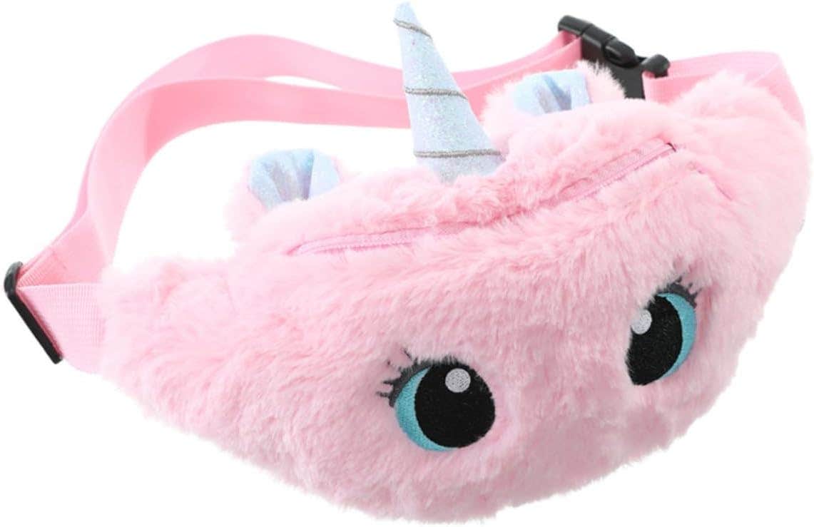 CALLARON Plush Unicorn Crossbody Bag for Girls - Pink - Cute Travel Shoulder Bag