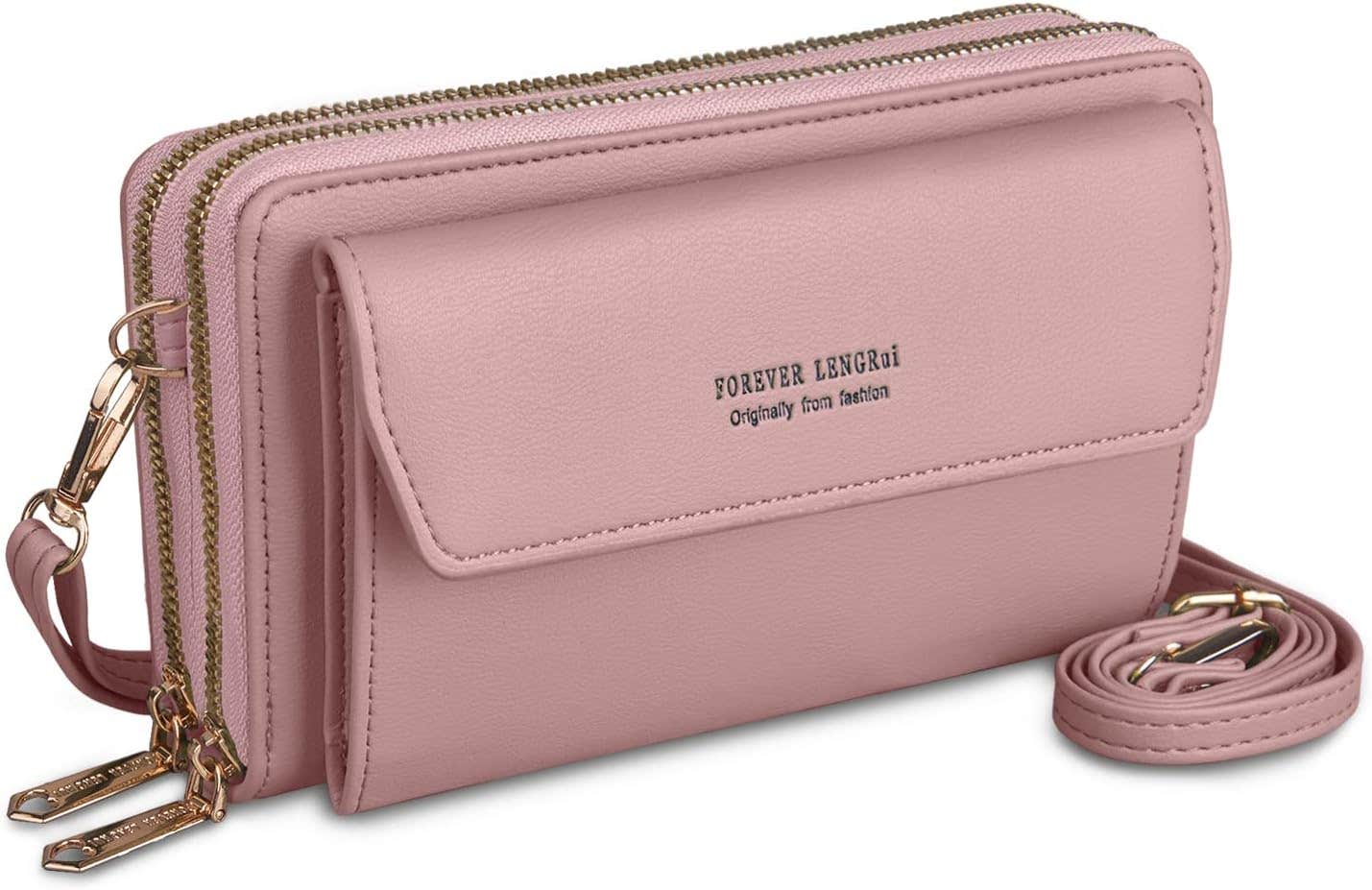 Kememo Vegan Leather Mobile Phone Shoulder Bag with Card Slots