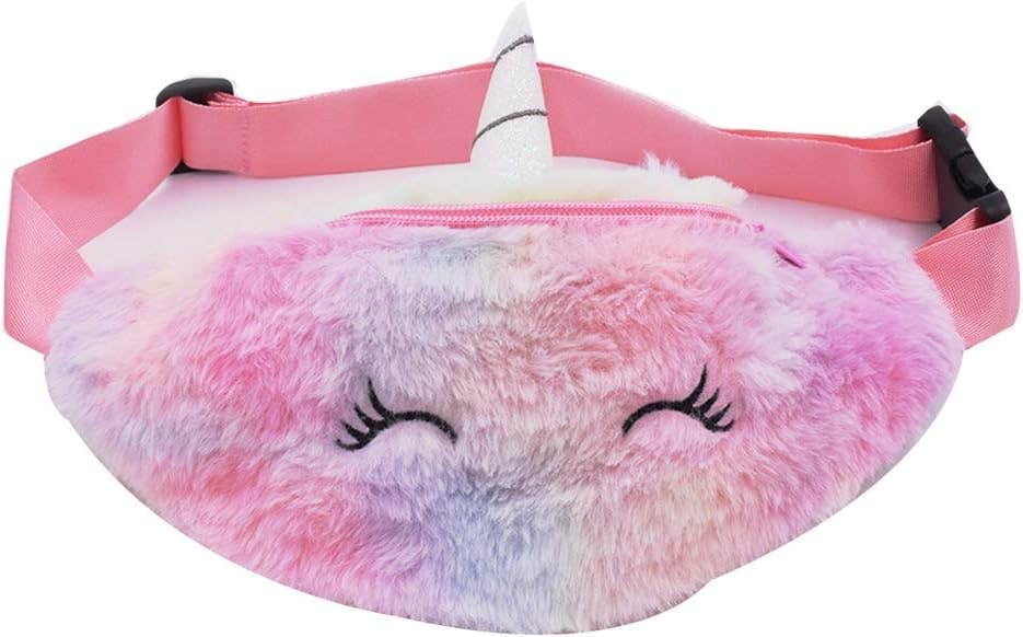 INTVN Cute Unicorn Plush Waist Bag for Women and Girls - Red