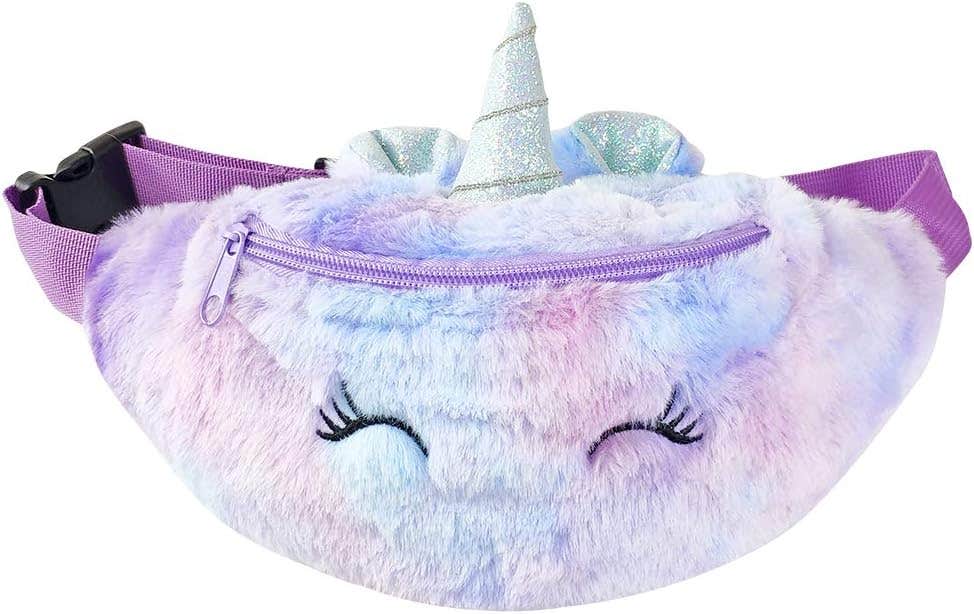 Surgoal Unicorn Plush Waist Pack for Women & Girls | Colorful Fanny Pack with Adjustable Belt | Chest Bag, A