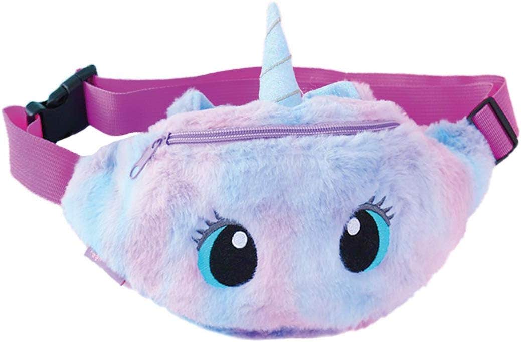 "Dressfan Unicorn Plush Bum Bag | Kids Girls Women | Fanny Pack Chest Sling | Cute Lightweight Hip Waist Bag | E-Purple"