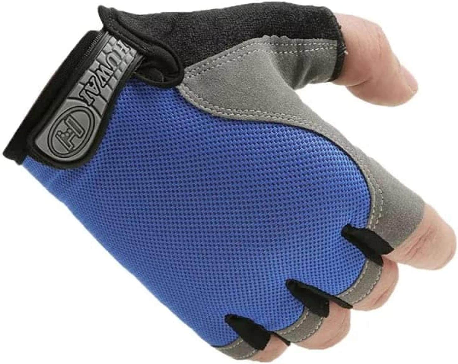 SportQ Blue Half Finger Cycling Gloves | Shock Absorbent & Breathable | Large Size