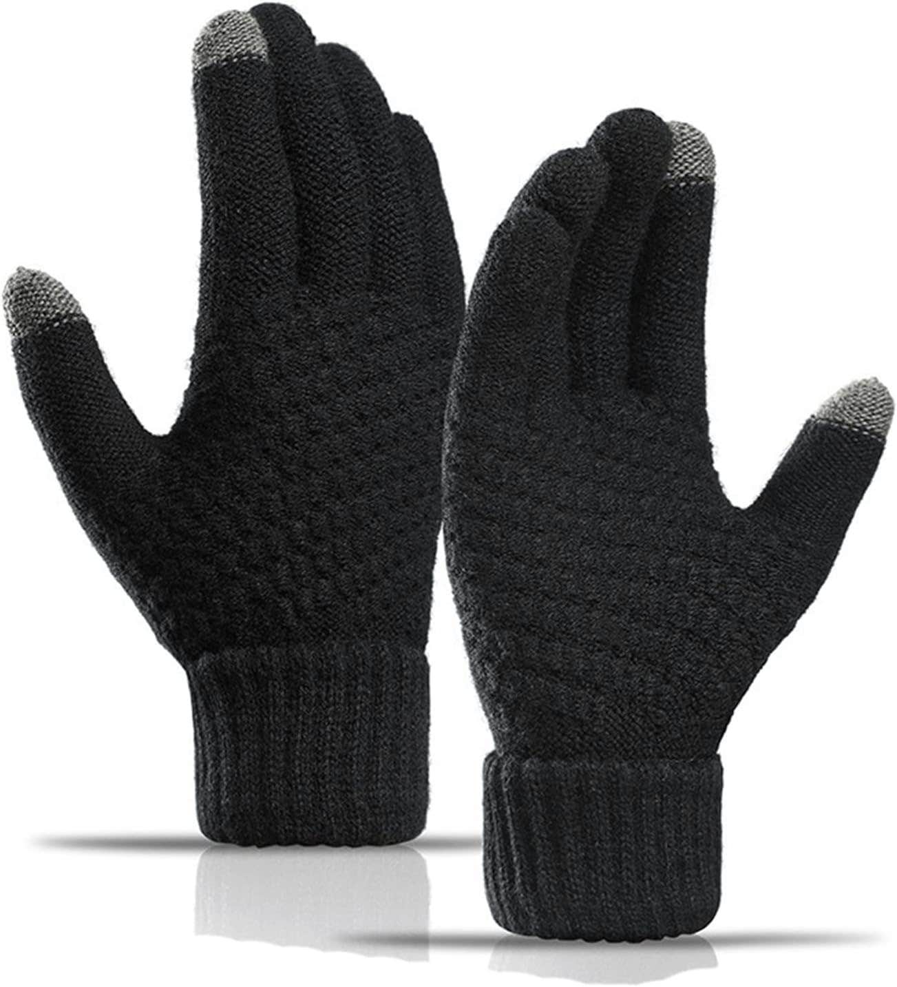 Yogaes Women's Knit Wool Touchscreen Gloves - Black/Grey
