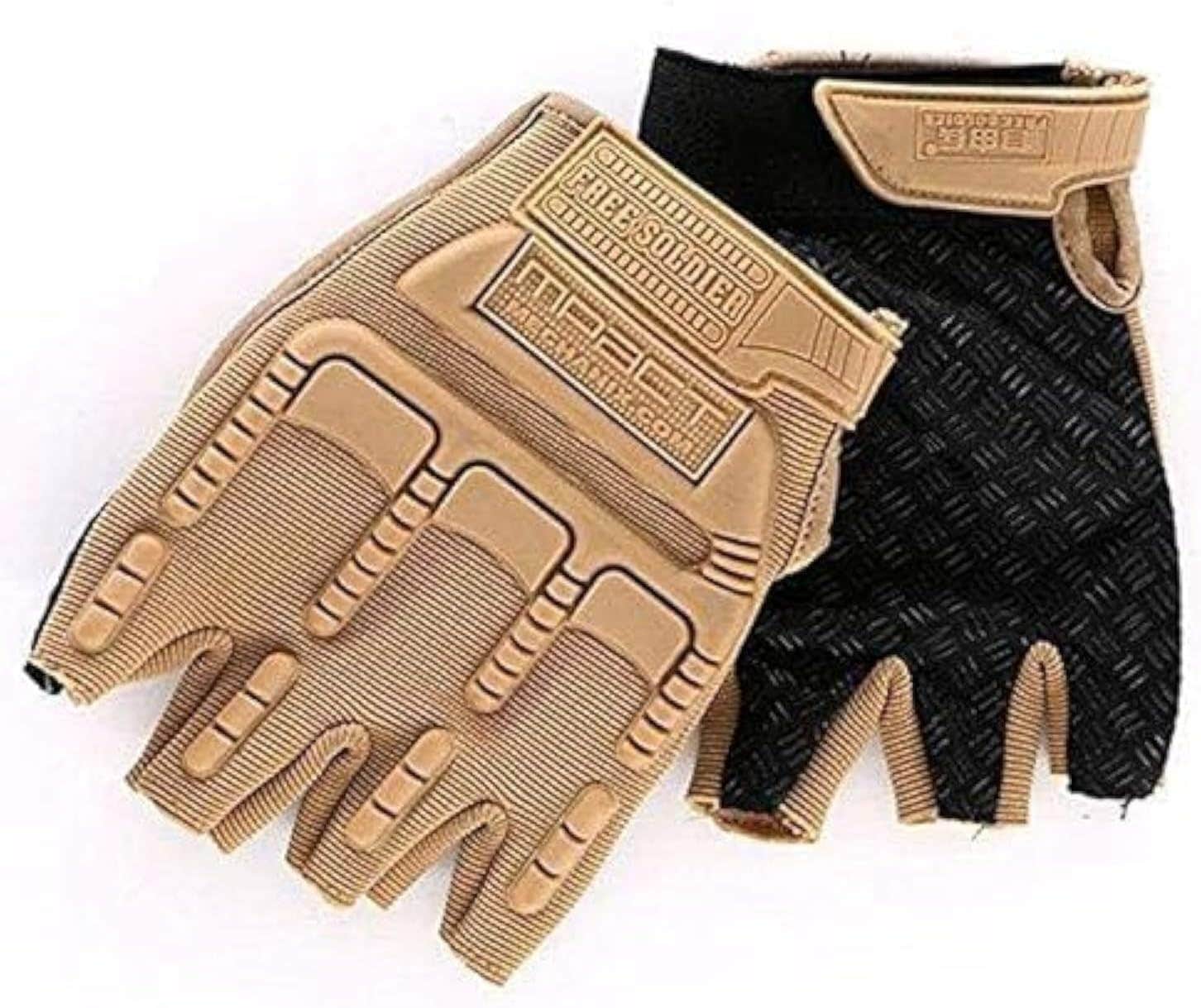 Generic Unisex Beige Half Finger Sports Wrist Gloves - Motorcycle Gear