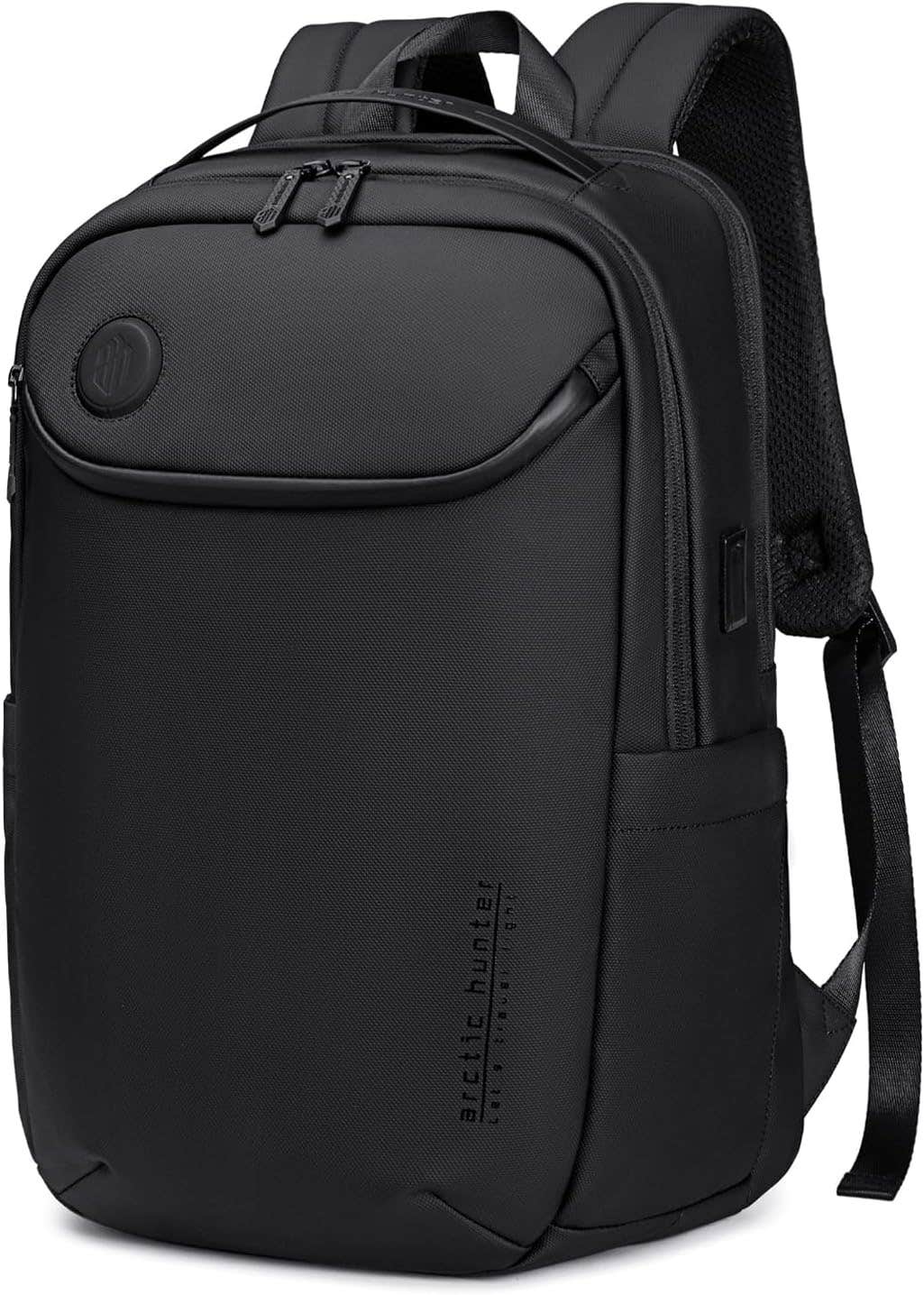 Men's polyester backpack, 25L, 15.6", shockproof and water-resistant - Black