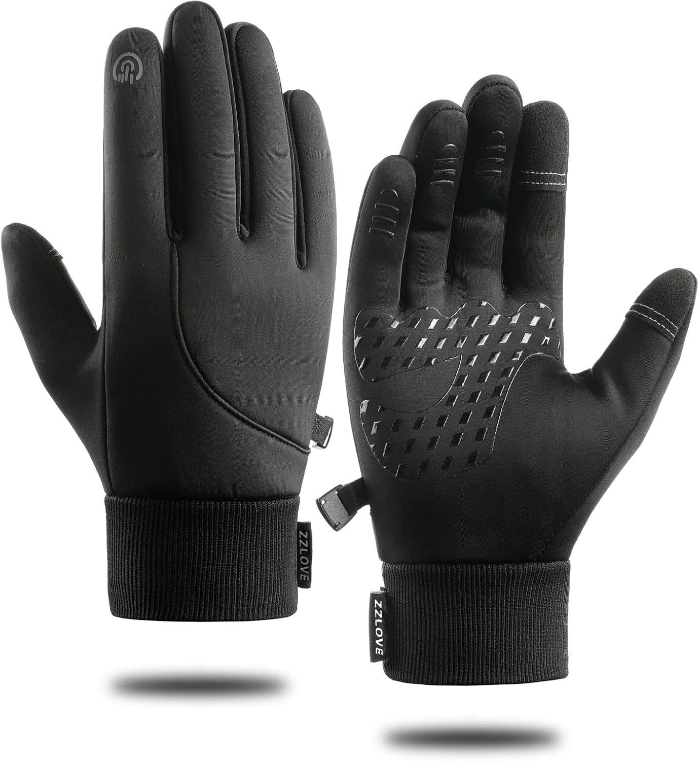 ZZLOVE Waterproof Anti-Slip Cycling Gloves | Warm Touchscreen Running Gloves | Men Women Outdoor Sports (L)