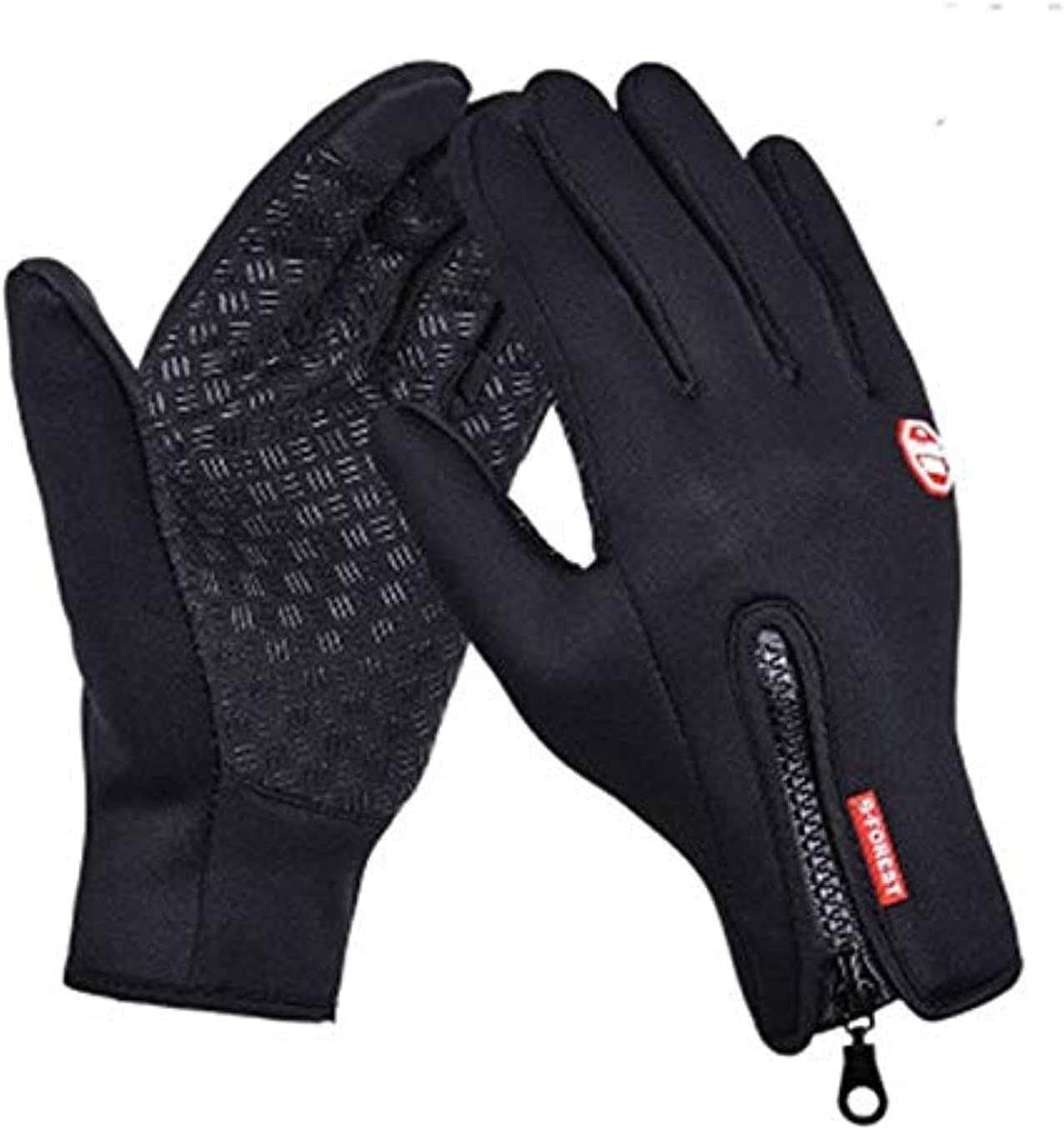 IAMZHL Windproof Thermal Cycling Gloves | Anti-Slip Touchscreen | Men Women | Black Zipper