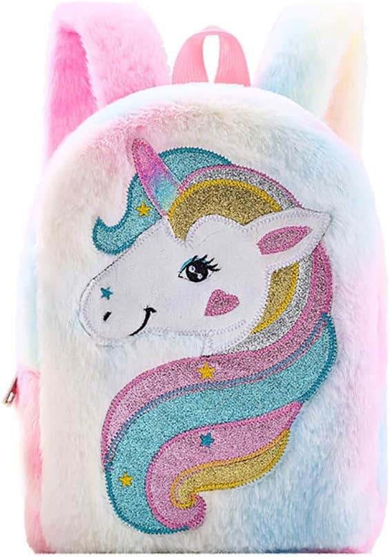 Velvet Backpack for Girls, 27 x 21 cm - Multicolor