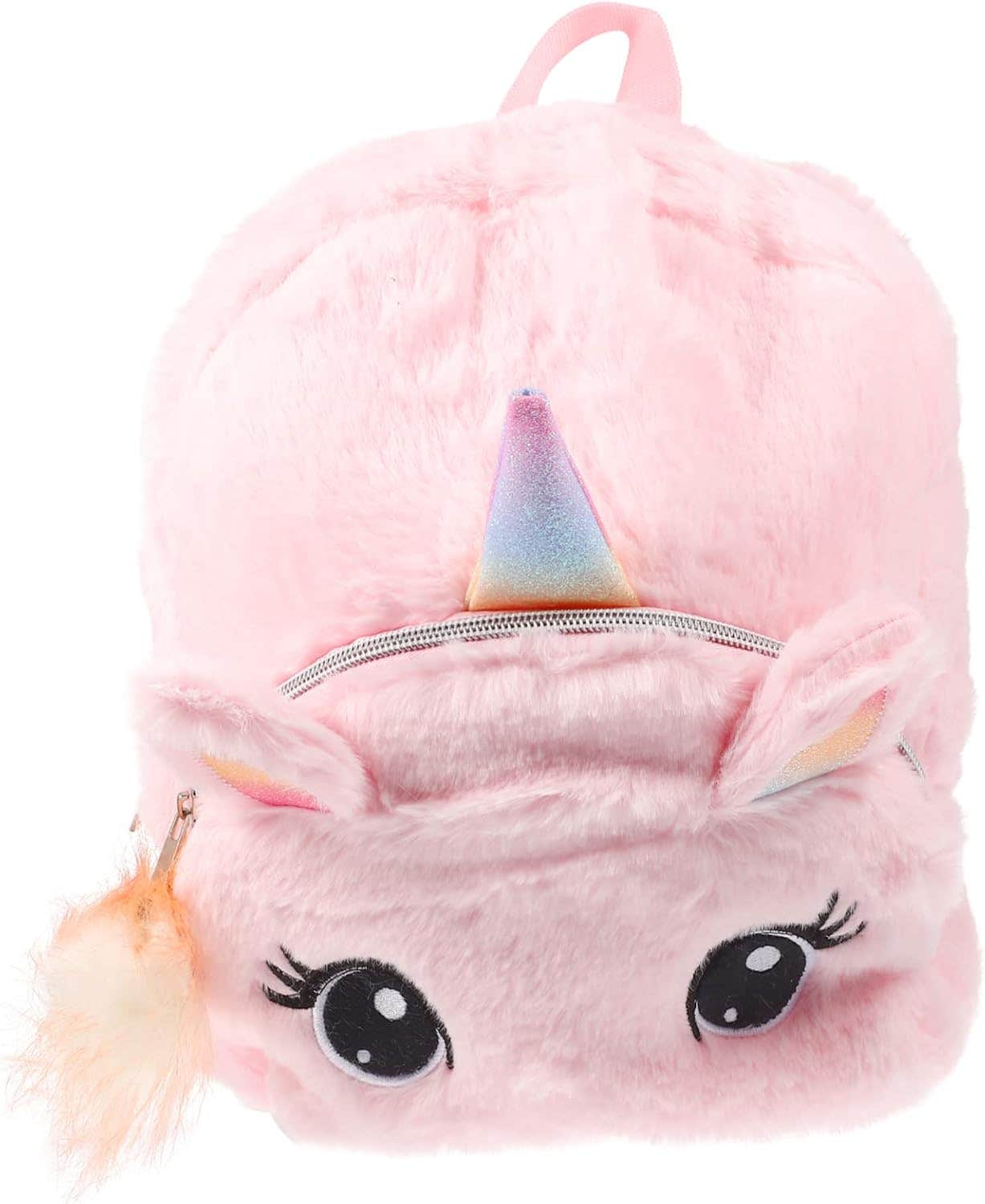 Velvet backpack for girls, 24 x 6 x 30 cm - Rose