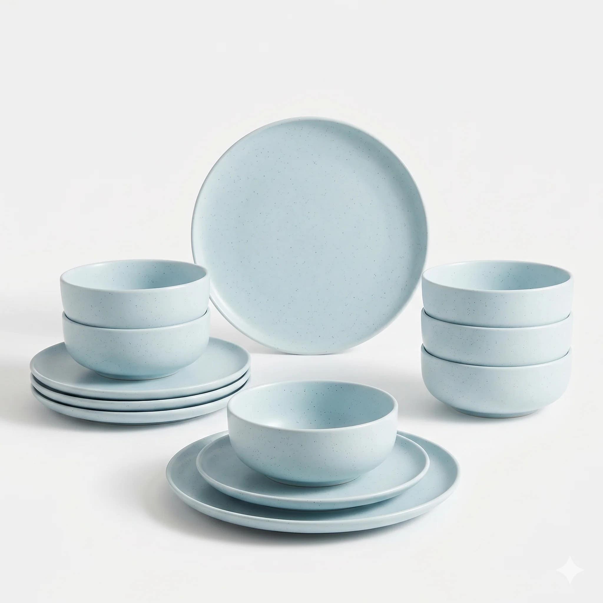Ocean Blue Porcelain 24-Piece Dinner Set - Lagoon Essence