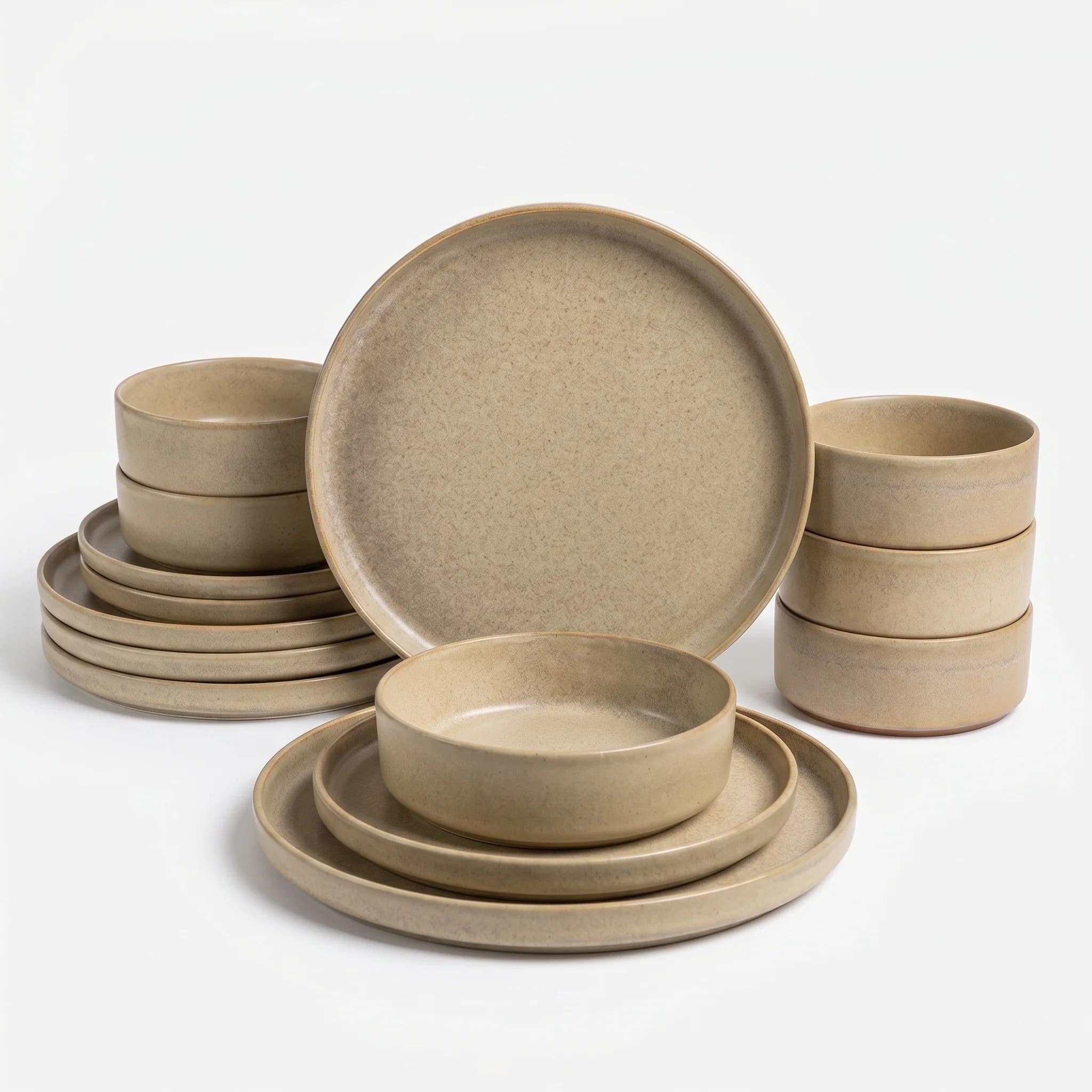 HomePro Sandstone Dinner Set - 24-Piece Porcelain Dining Set