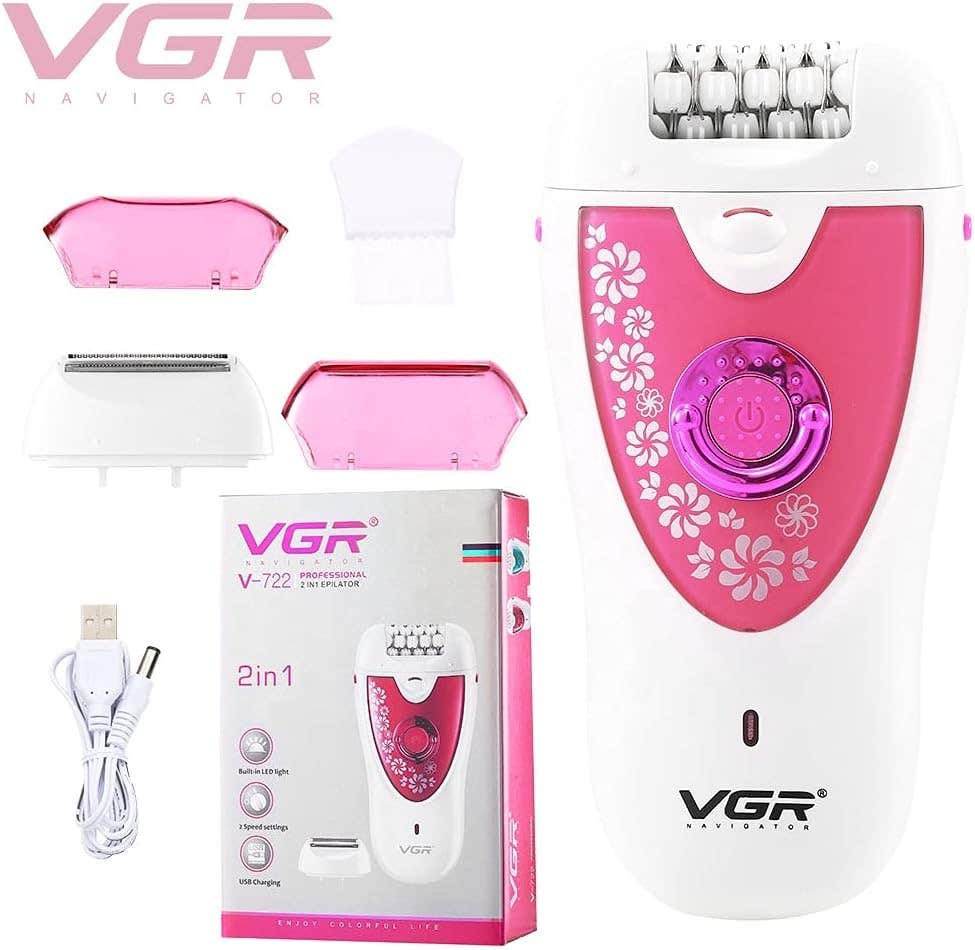 VGR V-722 Cordless Women Epilator & Shaver | Wet & Dry Use | 5W | Pink