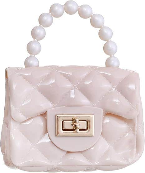 Mini Gold Crossbody Handbag for Kids & Girls, PVC, Beige - Generic
