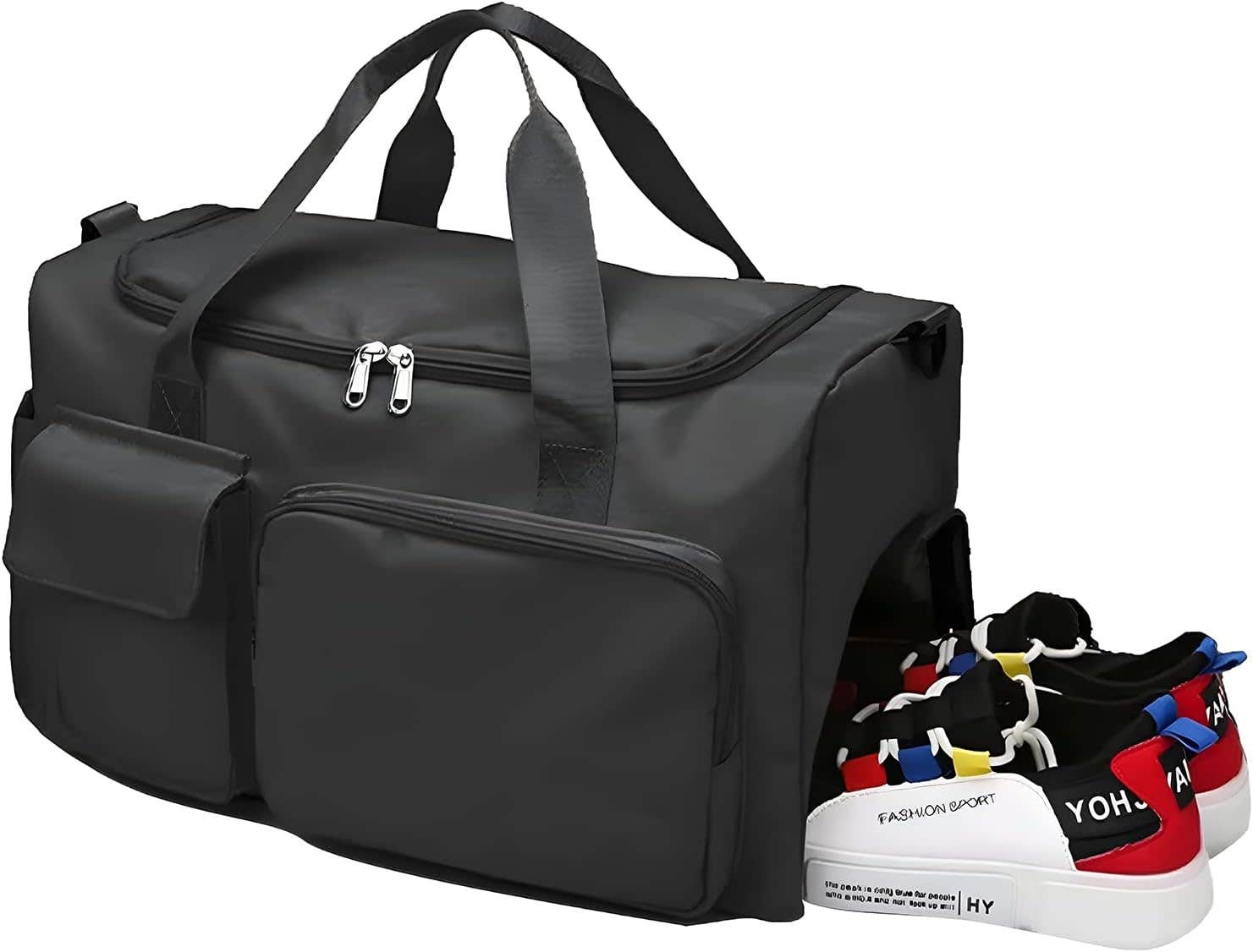ROAISS Large Capacity Waterproof Gym Duffel Bag for Travel & Sports - Black 20 Inch