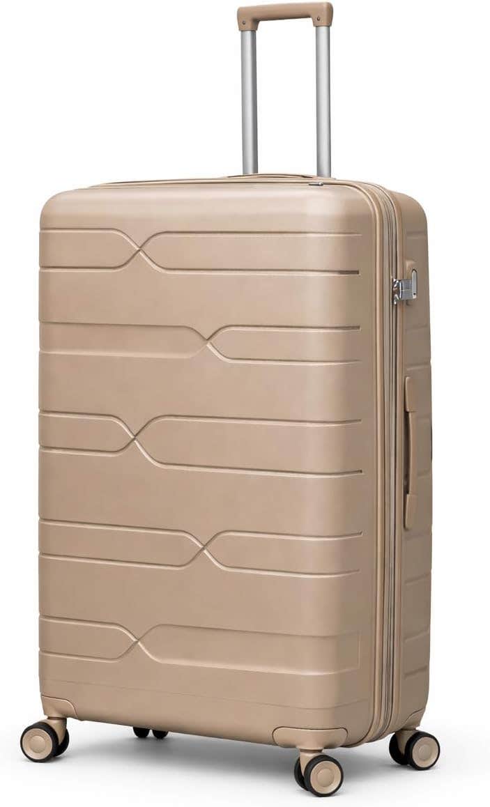 Hard luggage with 360 Spinner Wheels, Gold, PP material suitable for long trips (24)