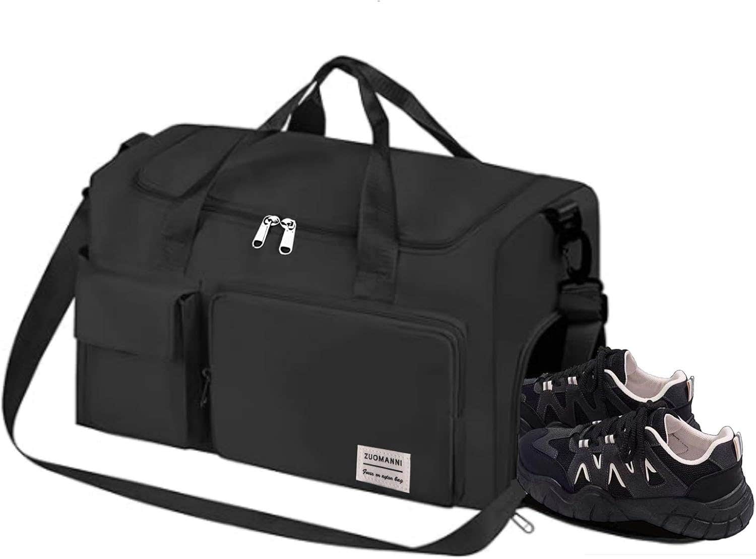 IMOOD Sports Suitcase Backpack, Waterproof Gym Bag with Shoe Compartment, Black, 37L